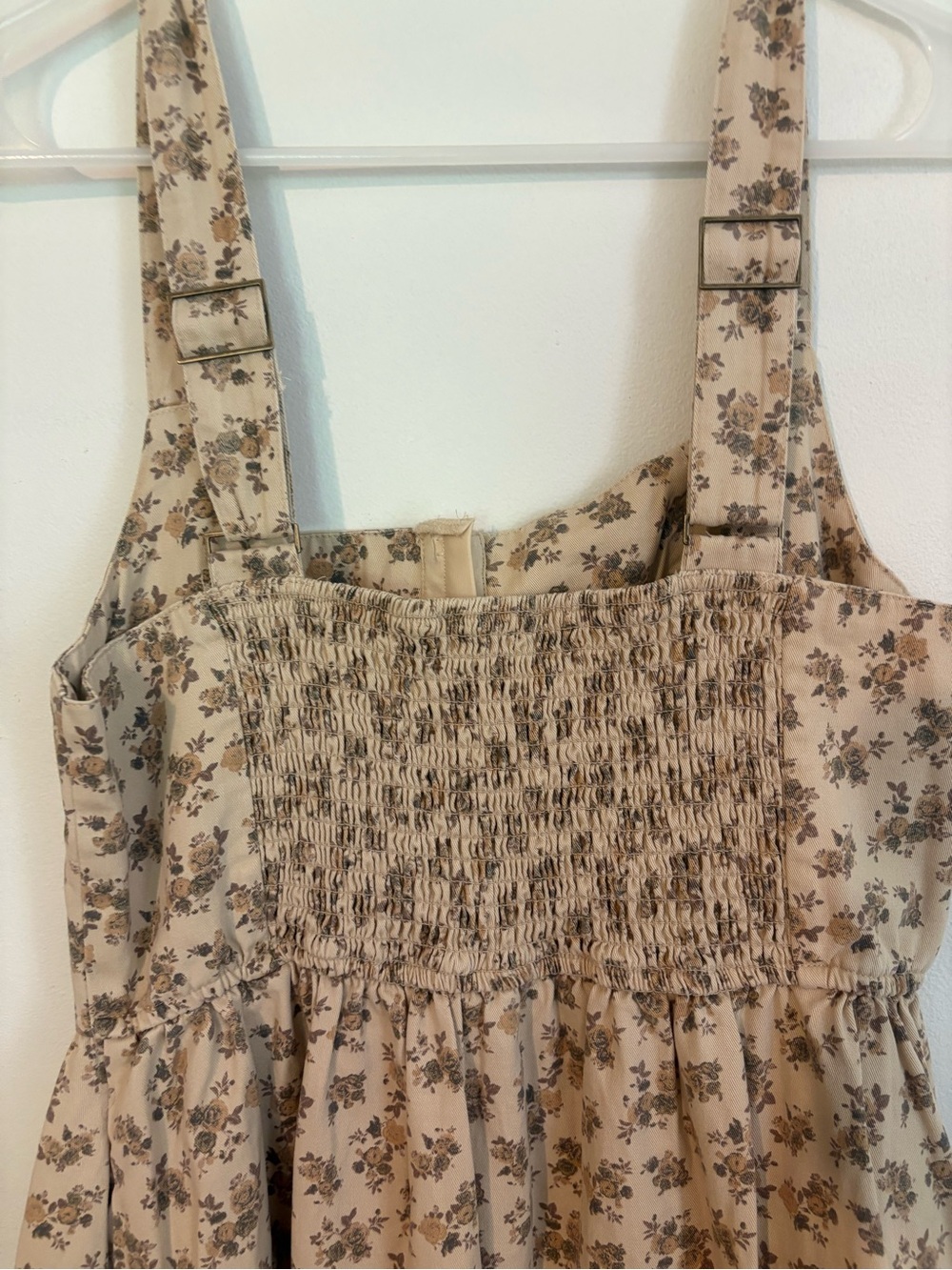 Moon River Anthropologie Beige Floral A-line Midi Dress Cottagecore Girlhood - Picture 8 of 10
